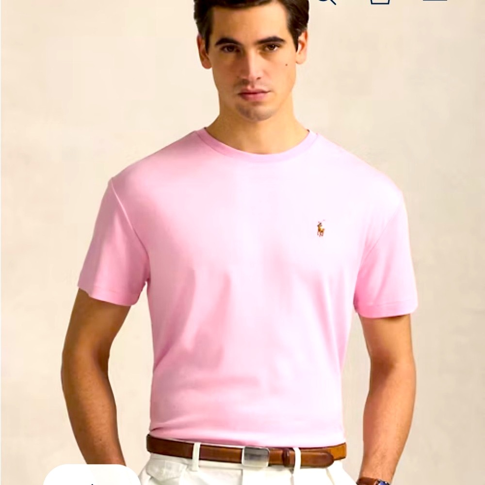 Ralph Lauren Thrashed Men’s Distressed SS Tee XL Pink Cotton Casual Classic Gym